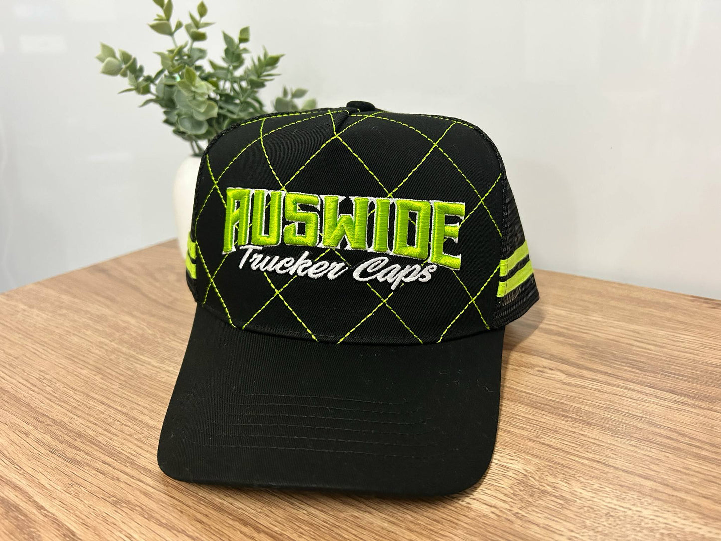Black and Green Stitched Trucker Cap