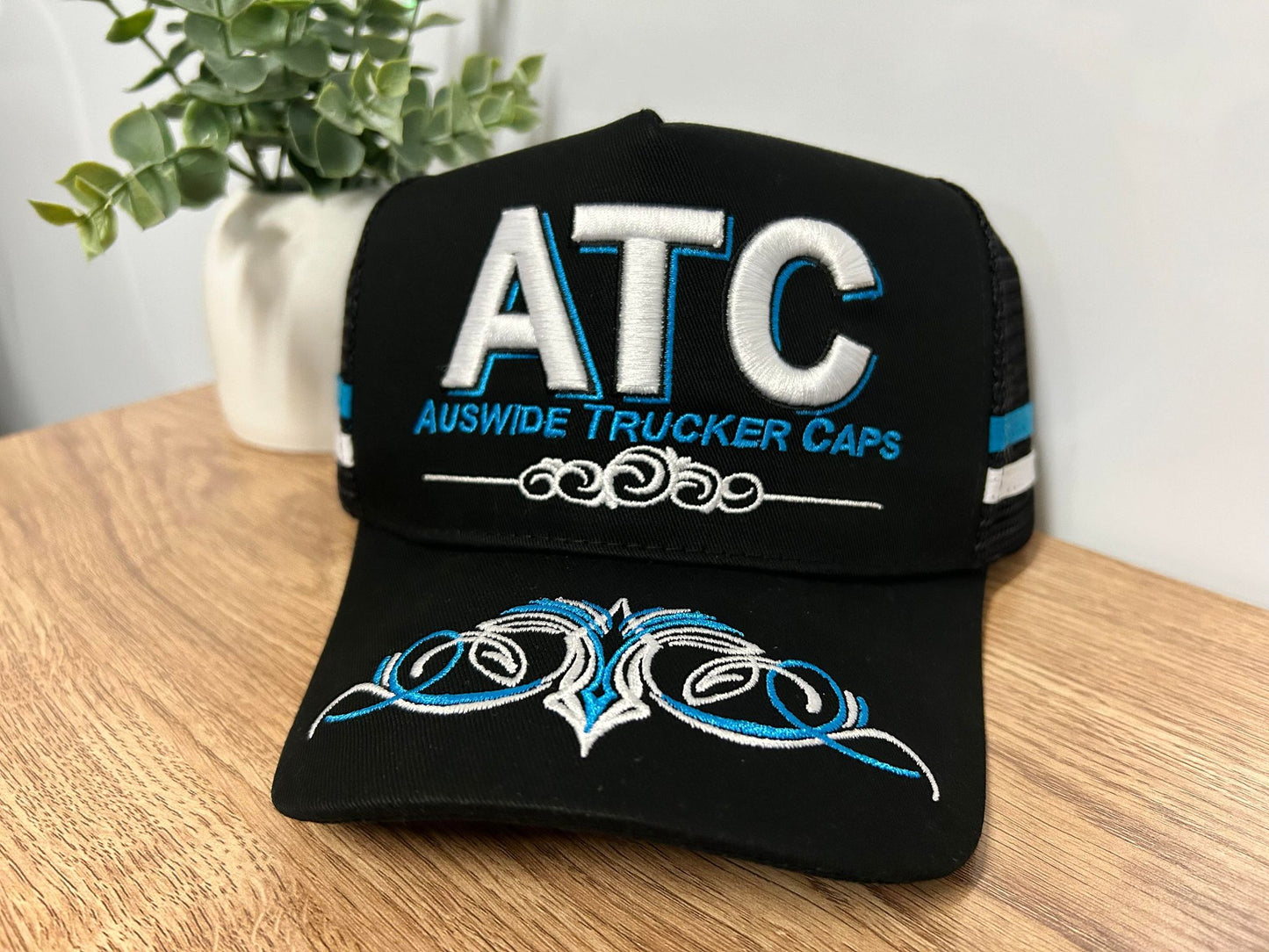 Black with Blue Trucker Cap