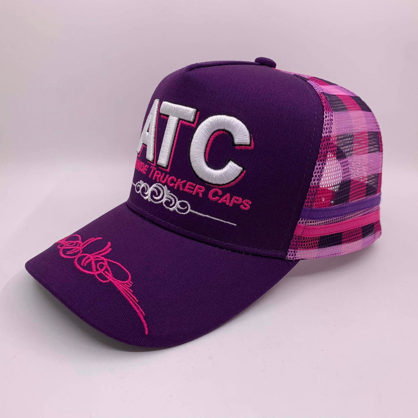 Pink/Purple Gingham Trucker Cap