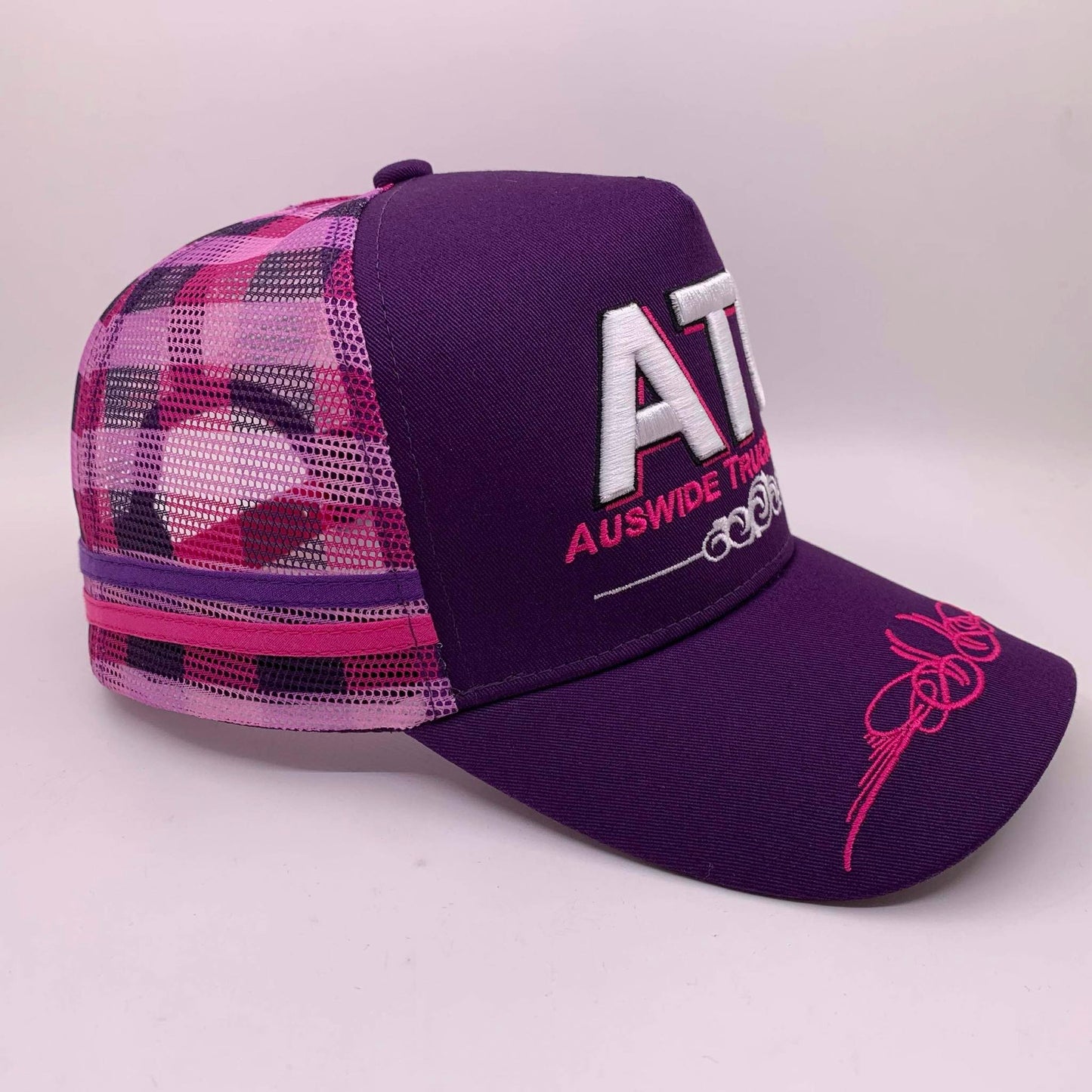 Pink/Purple Gingham Trucker Cap