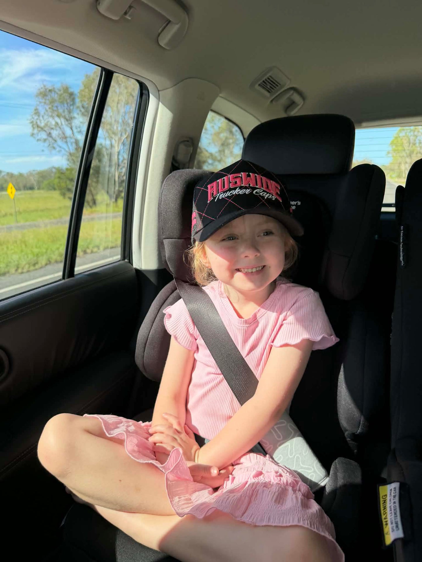 Black and Pink Stitched Trucker Cap