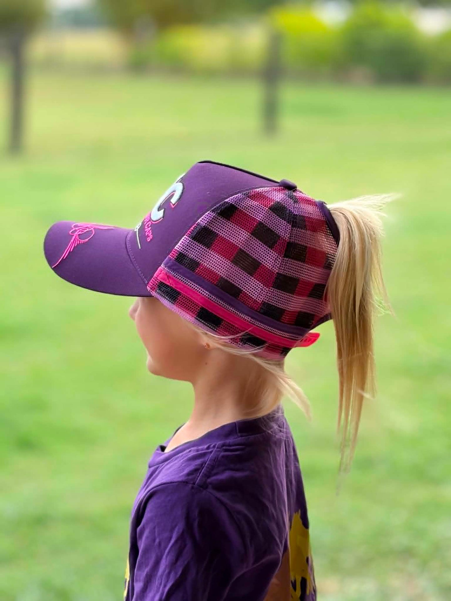 High Pony Gingham Cap